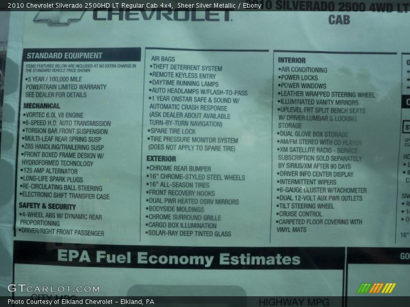 Sheer Silver Metallic / Ebony 2010 Chevrolet Silverado 2500HD LT Regular Cab 4x4