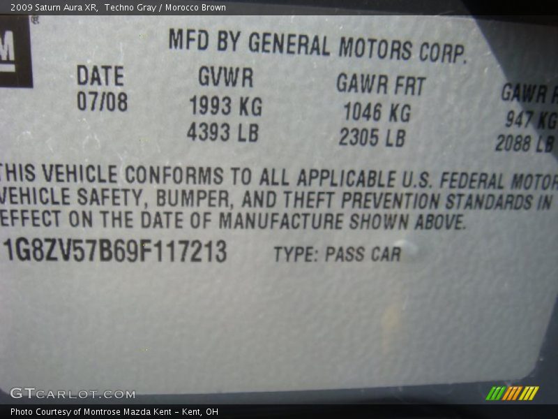 Techno Gray / Morocco Brown 2009 Saturn Aura XR