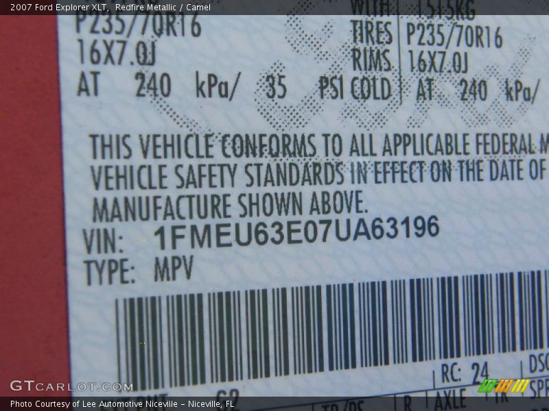 Redfire Metallic / Camel 2007 Ford Explorer XLT
