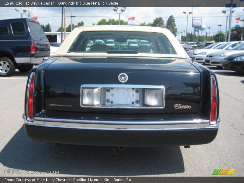 Dark Adriatic Blue Metallic / Beige 1996 Cadillac DeVille Sedan