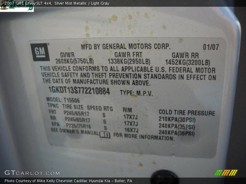 Silver Mist Metallic / Light Gray 2007 GMC Envoy SLT 4x4