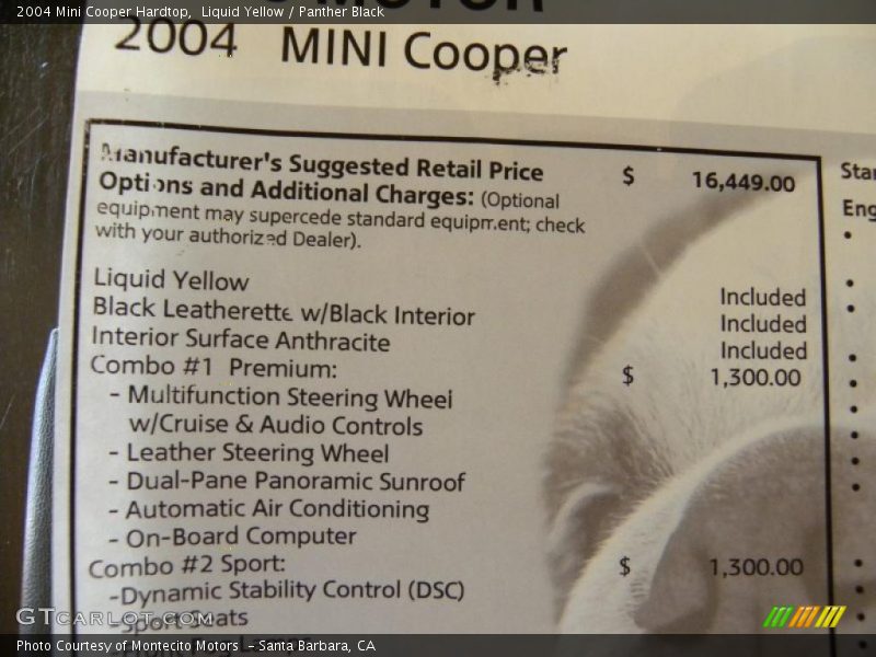 Liquid Yellow / Panther Black 2004 Mini Cooper Hardtop