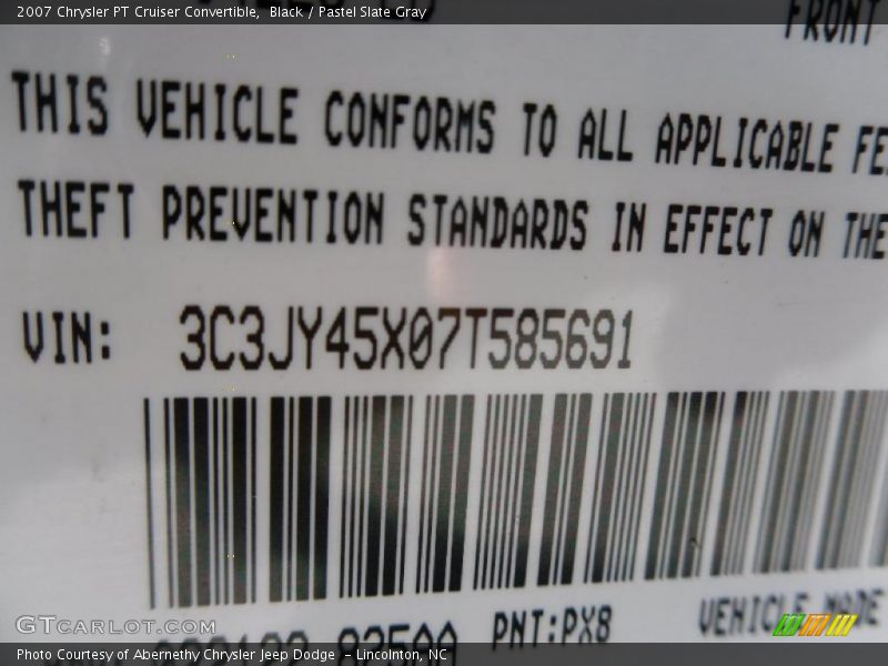 Black / Pastel Slate Gray 2007 Chrysler PT Cruiser Convertible
