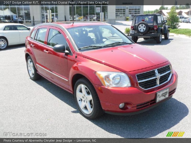 Inferno Red Crystal Pearl / Pastel Slate Gray/Red 2007 Dodge Caliber R/T