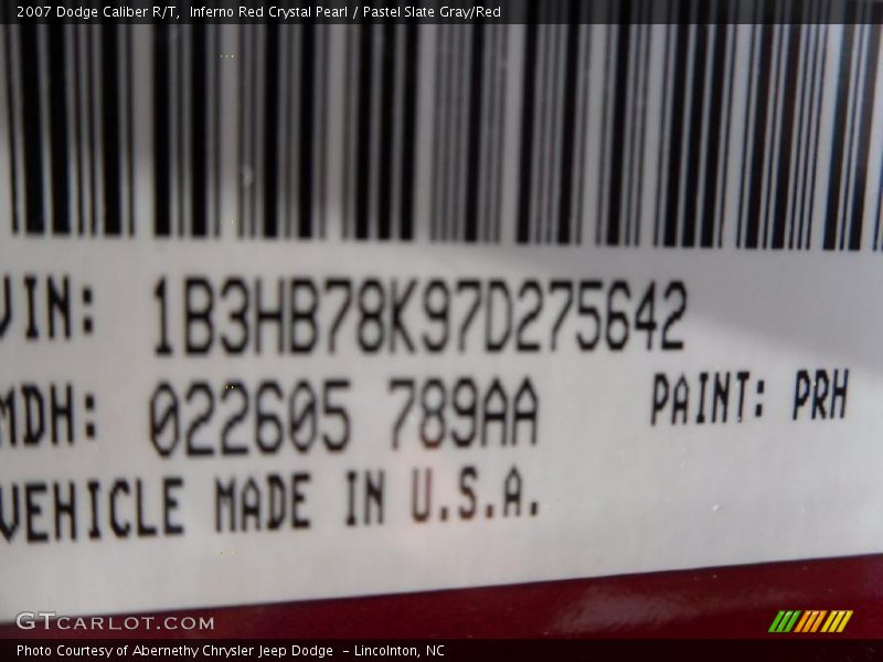 Inferno Red Crystal Pearl / Pastel Slate Gray/Red 2007 Dodge Caliber R/T