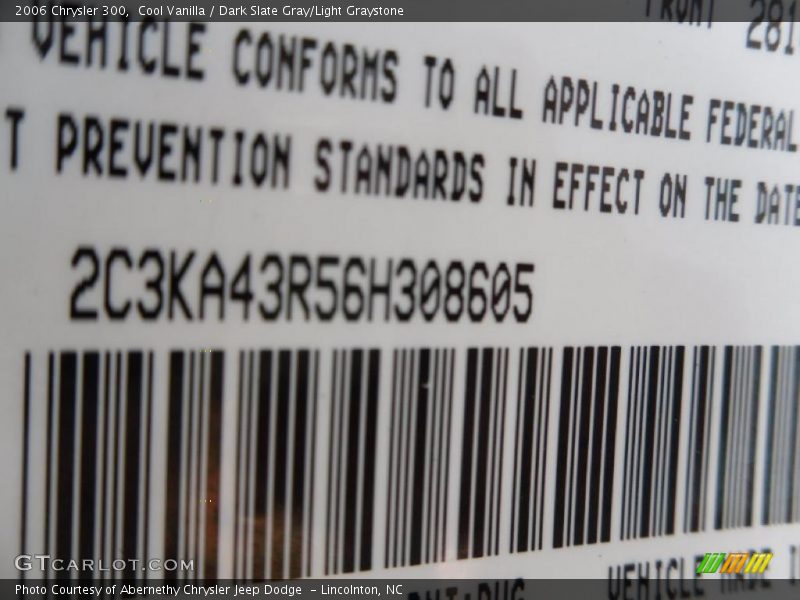 Cool Vanilla / Dark Slate Gray/Light Graystone 2006 Chrysler 300