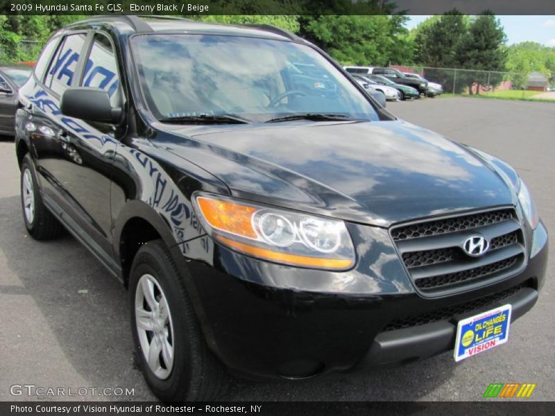 Ebony Black / Beige 2009 Hyundai Santa Fe GLS