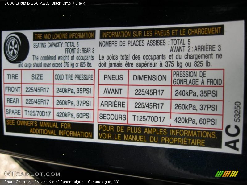 Black Onyx / Black 2006 Lexus IS 250 AWD