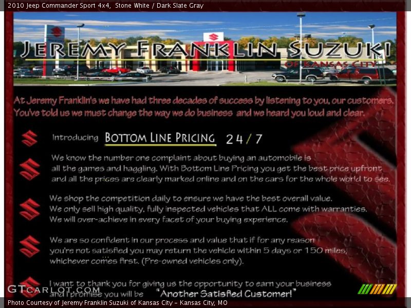 Stone White / Dark Slate Gray 2010 Jeep Commander Sport 4x4