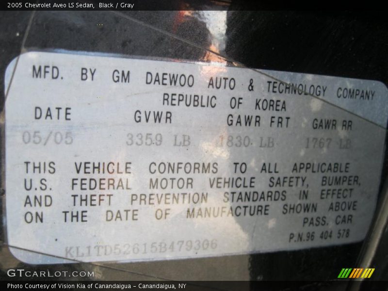 Black / Gray 2005 Chevrolet Aveo LS Sedan