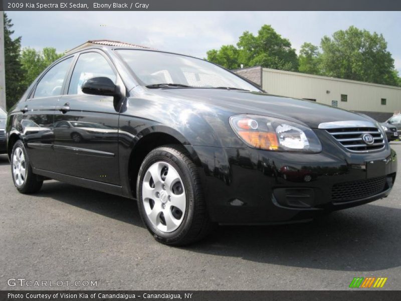 Ebony Black / Gray 2009 Kia Spectra EX Sedan