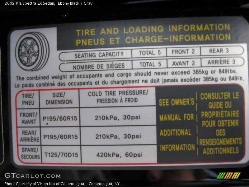 Ebony Black / Gray 2009 Kia Spectra EX Sedan