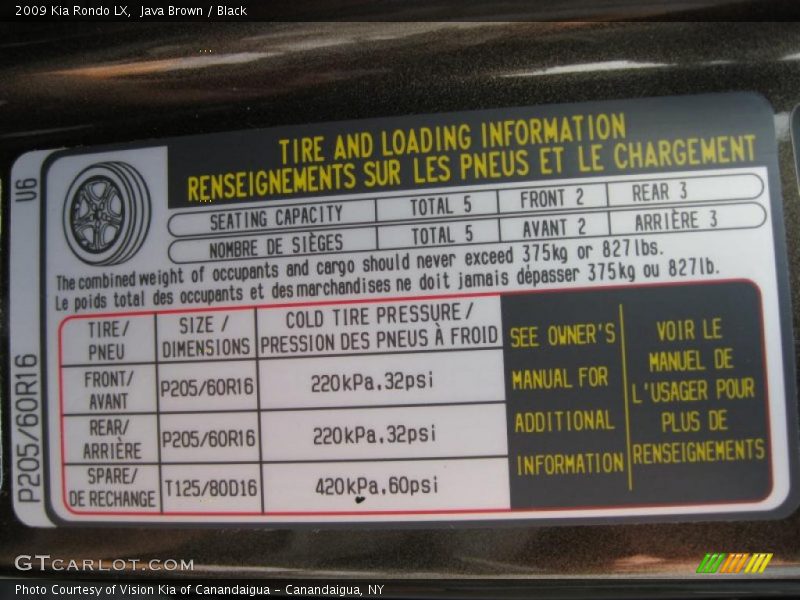 Java Brown / Black 2009 Kia Rondo LX