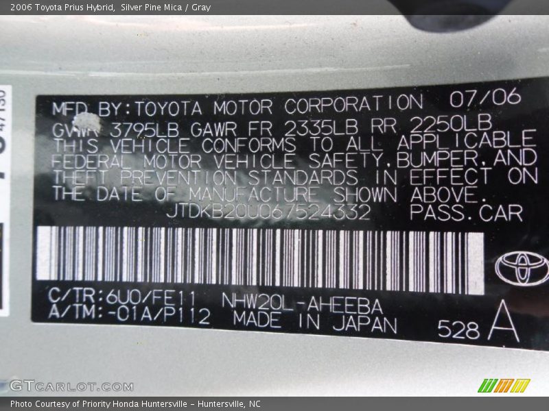 Silver Pine Mica / Gray 2006 Toyota Prius Hybrid