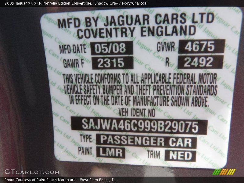 Shadow Gray / Ivory/Charcoal 2009 Jaguar XK XKR Portfolio Edition Convertible