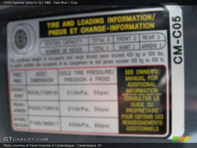 Slate Blue / Gray 2009 Hyundai Santa Fe GLS 4WD