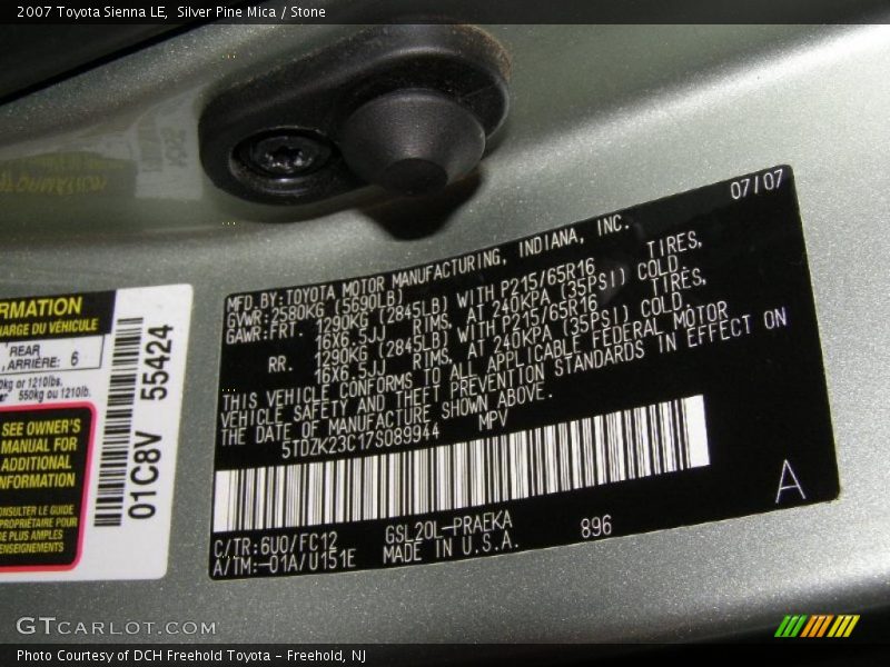 Silver Pine Mica / Stone 2007 Toyota Sienna LE