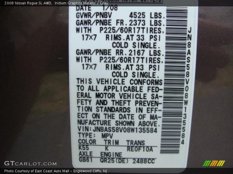 Iridium Graphite Metallic / Gray 2008 Nissan Rogue SL AWD