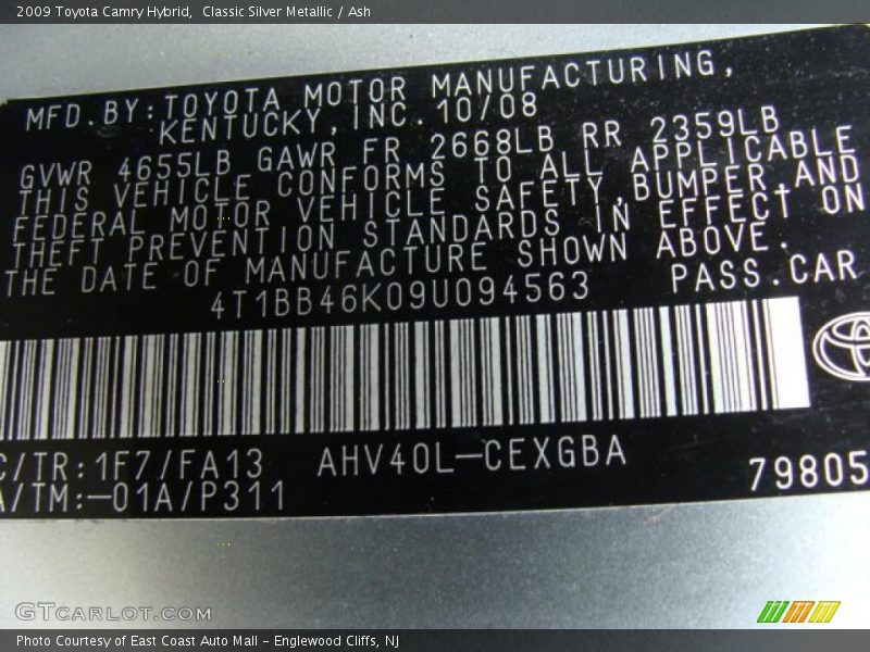 Classic Silver Metallic / Ash 2009 Toyota Camry Hybrid