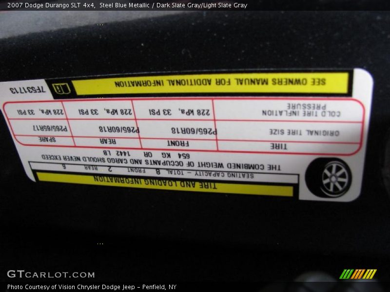 Steel Blue Metallic / Dark Slate Gray/Light Slate Gray 2007 Dodge Durango SLT 4x4