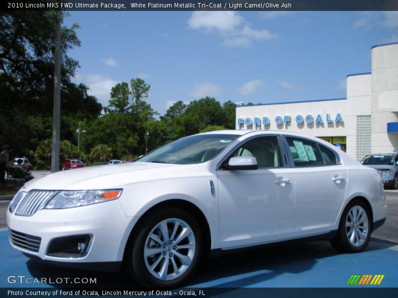 White Platinum Metallic Tri-Coat / Light Camel/Olive Ash 2010 Lincoln MKS FWD Ultimate Package