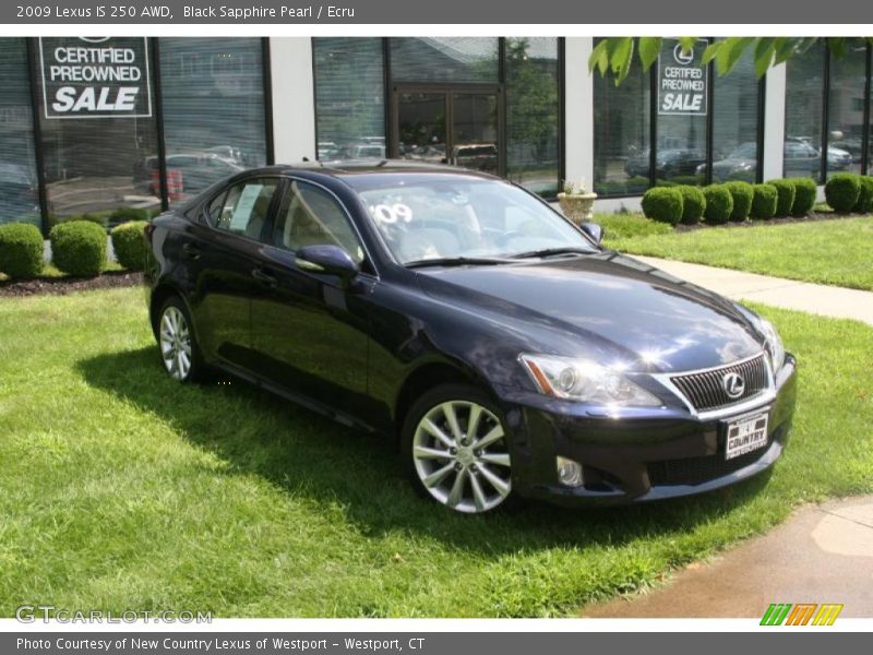 Black Sapphire Pearl / Ecru 2009 Lexus IS 250 AWD