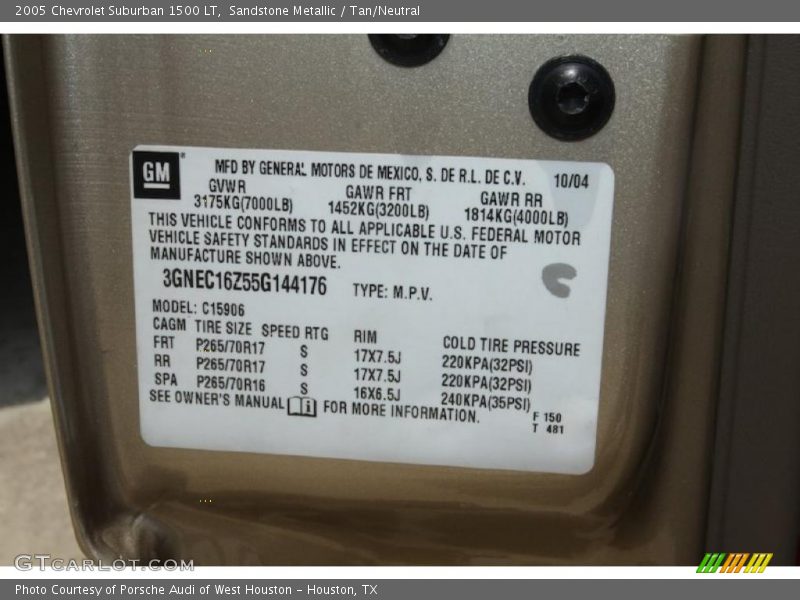 Sandstone Metallic / Tan/Neutral 2005 Chevrolet Suburban 1500 LT