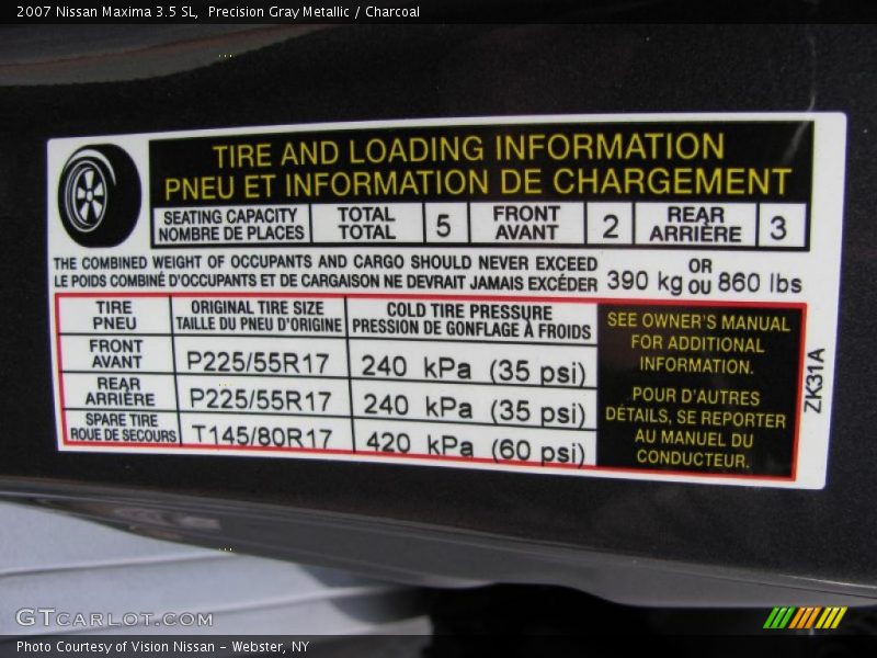 Precision Gray Metallic / Charcoal 2007 Nissan Maxima 3.5 SL