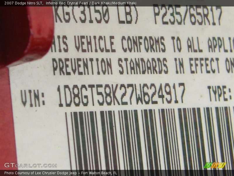 Inferno Red Crystal Pearl / Dark Khaki/Medium Khaki 2007 Dodge Nitro SLT