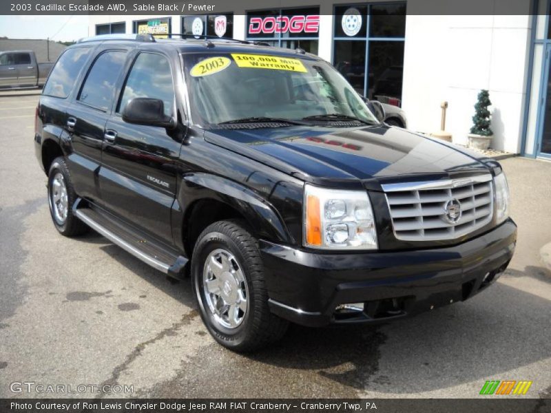 Sable Black / Pewter 2003 Cadillac Escalade AWD