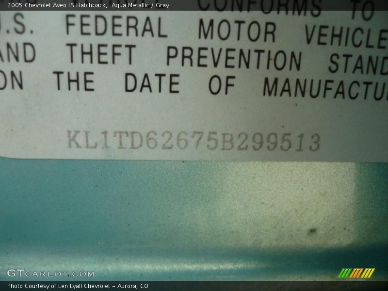 Aqua Metallic / Gray 2005 Chevrolet Aveo LS Hatchback