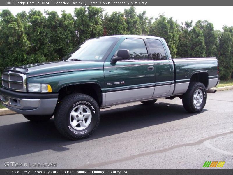 Forest Green Pearlcoat / Mist Gray 2000 Dodge Ram 1500 SLT Extended Cab 4x4