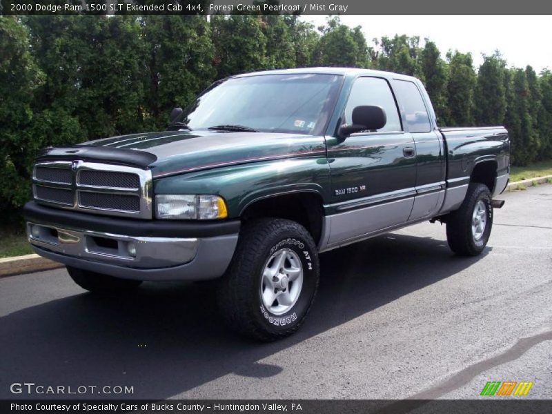 Forest Green Pearlcoat / Mist Gray 2000 Dodge Ram 1500 SLT Extended Cab 4x4