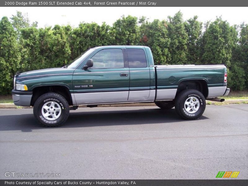 Forest Green Pearlcoat / Mist Gray 2000 Dodge Ram 1500 SLT Extended Cab 4x4