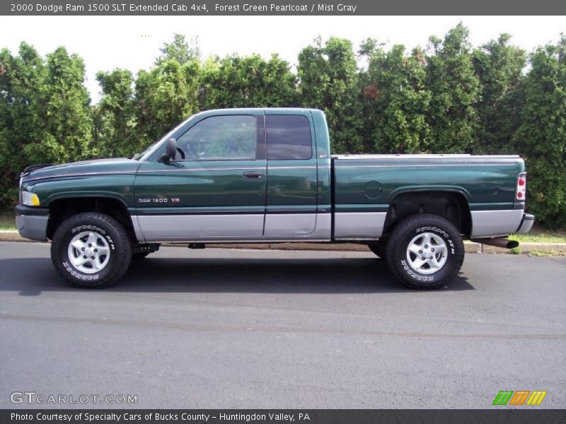 Forest Green Pearlcoat / Mist Gray 2000 Dodge Ram 1500 SLT Extended Cab 4x4