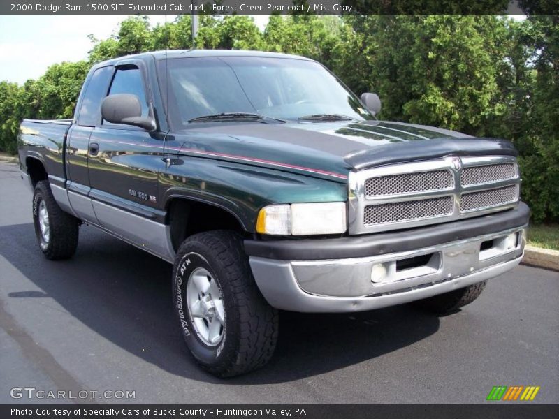 Forest Green Pearlcoat / Mist Gray 2000 Dodge Ram 1500 SLT Extended Cab 4x4
