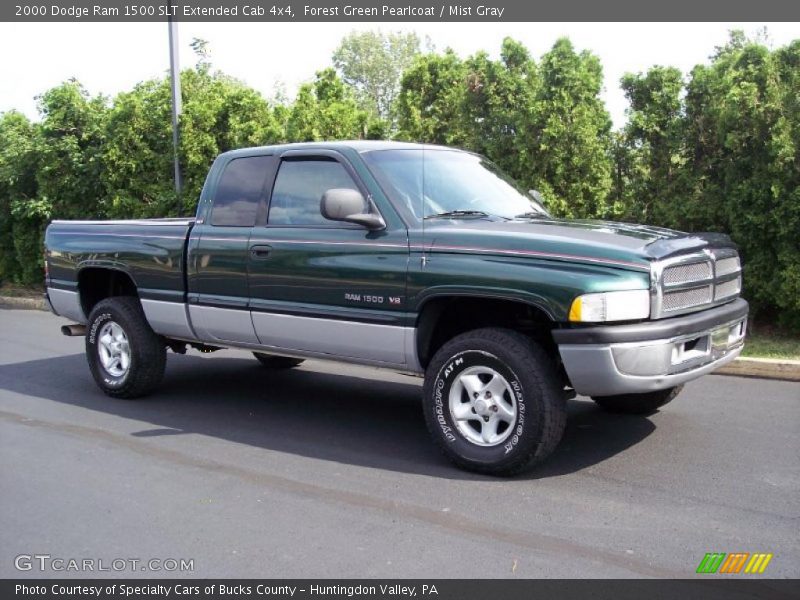 Forest Green Pearlcoat / Mist Gray 2000 Dodge Ram 1500 SLT Extended Cab 4x4