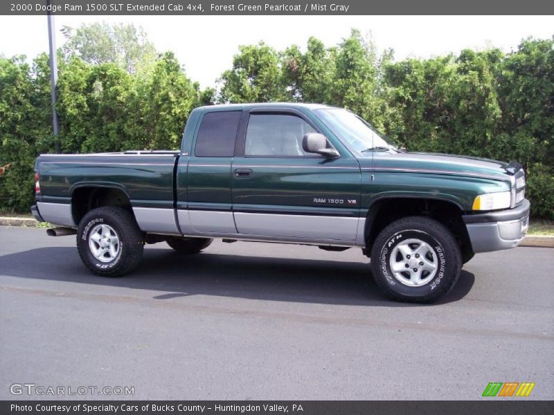 Forest Green Pearlcoat / Mist Gray 2000 Dodge Ram 1500 SLT Extended Cab 4x4