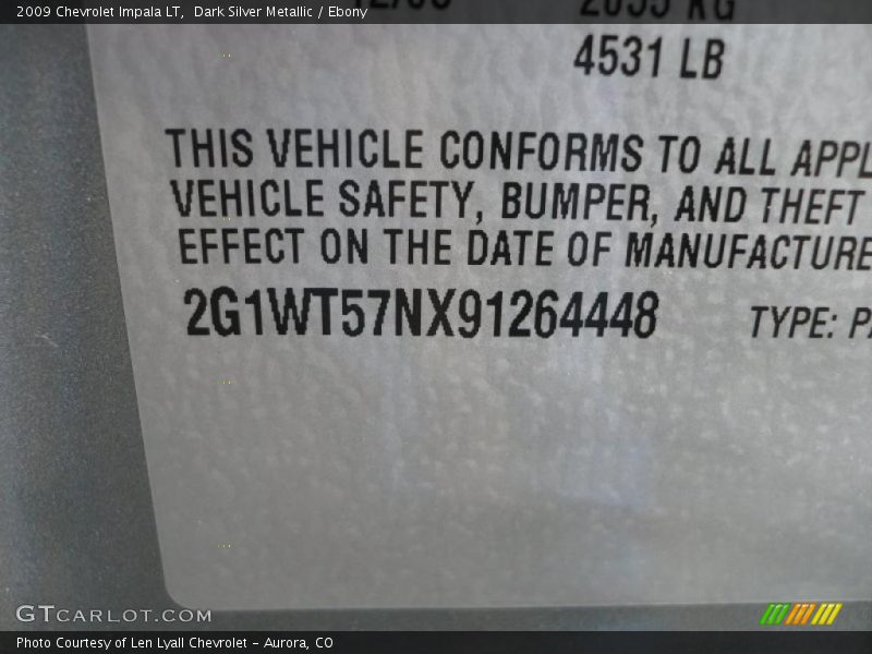 Dark Silver Metallic / Ebony 2009 Chevrolet Impala LT