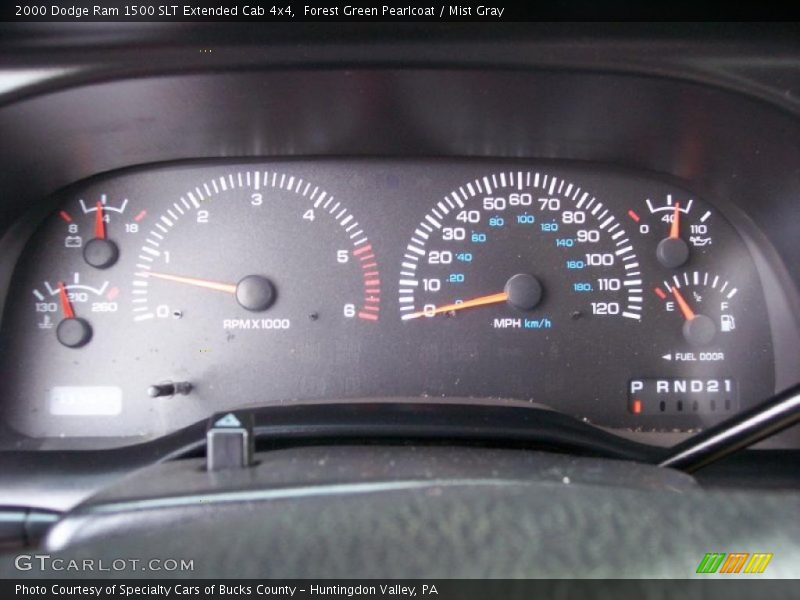 Forest Green Pearlcoat / Mist Gray 2000 Dodge Ram 1500 SLT Extended Cab 4x4