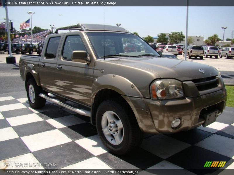 Gold Rush Metallic / Beige 2001 Nissan Frontier SE V6 Crew Cab