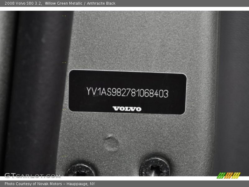 Willow Green Metallic / Anthracite Black 2008 Volvo S80 3.2