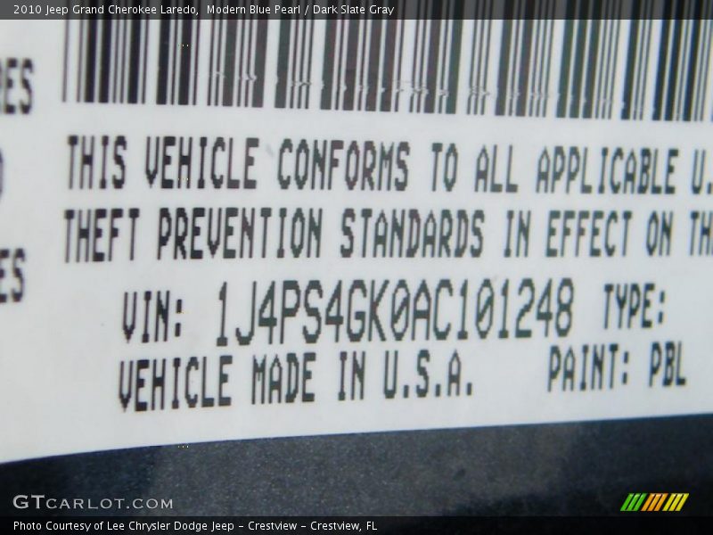 Modern Blue Pearl / Dark Slate Gray 2010 Jeep Grand Cherokee Laredo
