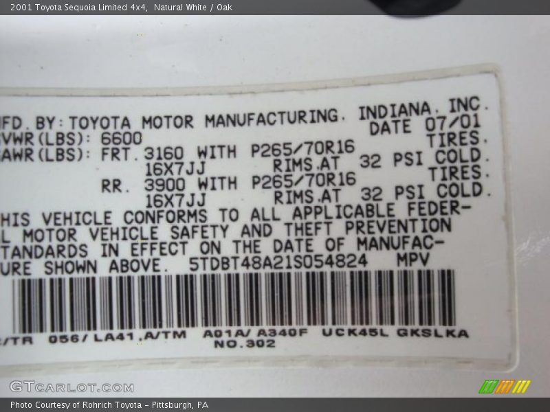 Natural White / Oak 2001 Toyota Sequoia Limited 4x4