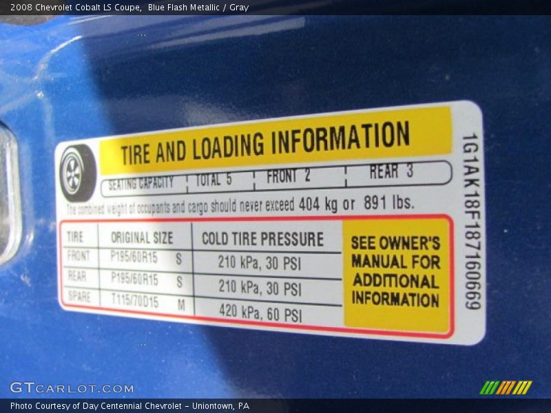 Blue Flash Metallic / Gray 2008 Chevrolet Cobalt LS Coupe