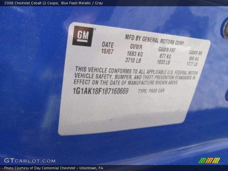 Blue Flash Metallic / Gray 2008 Chevrolet Cobalt LS Coupe