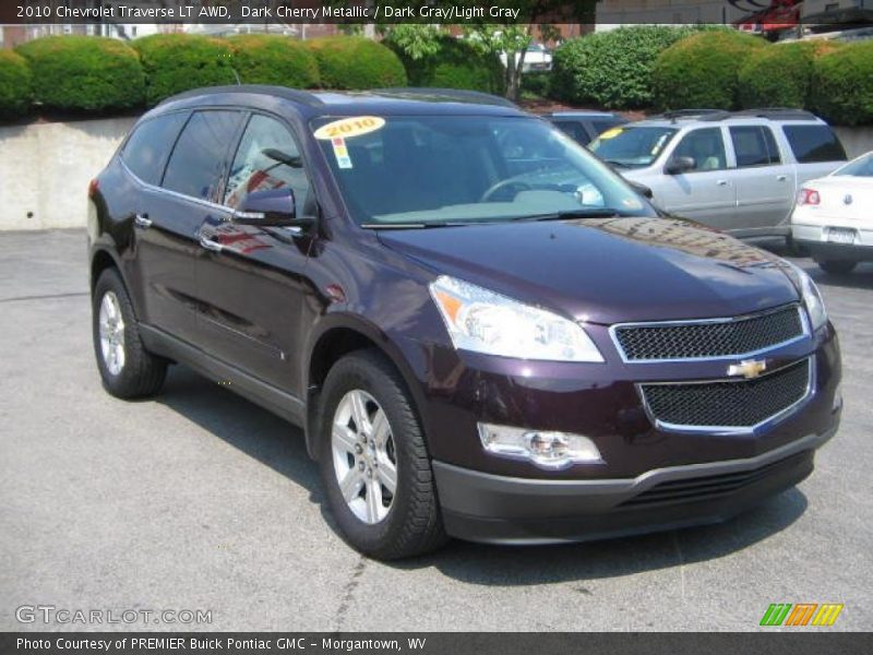 Dark Cherry Metallic / Dark Gray/Light Gray 2010 Chevrolet Traverse LT AWD