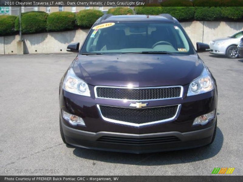Dark Cherry Metallic / Dark Gray/Light Gray 2010 Chevrolet Traverse LT AWD