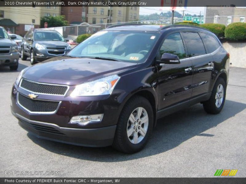 Dark Cherry Metallic / Dark Gray/Light Gray 2010 Chevrolet Traverse LT AWD