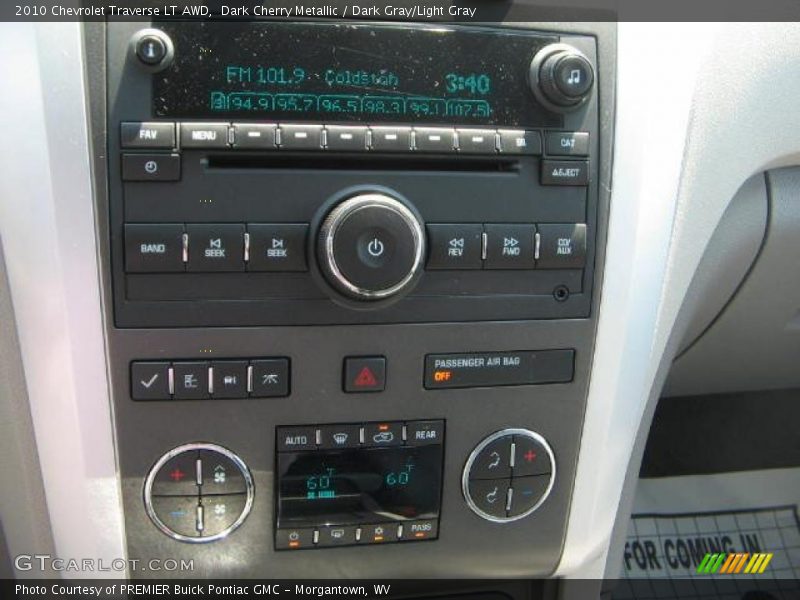 Dark Cherry Metallic / Dark Gray/Light Gray 2010 Chevrolet Traverse LT AWD